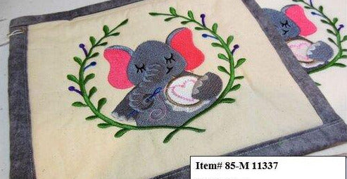 Emroidering Elelphant Towel & Potholder Set