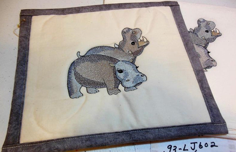 Hippo Couple Towel & Potholder Set