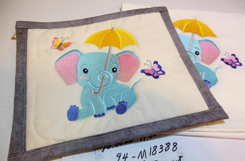 Elephant with Umbrella Towel & Potholder Set