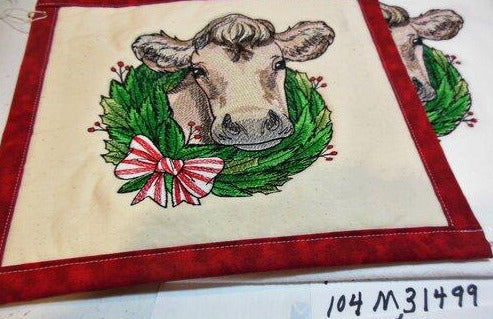 Cow in Wreath Towel & Potholder Set