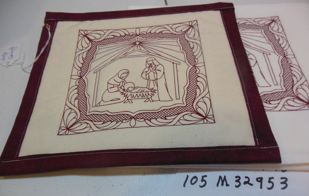 Nativity Linework -Manger Towel & Potholder Set