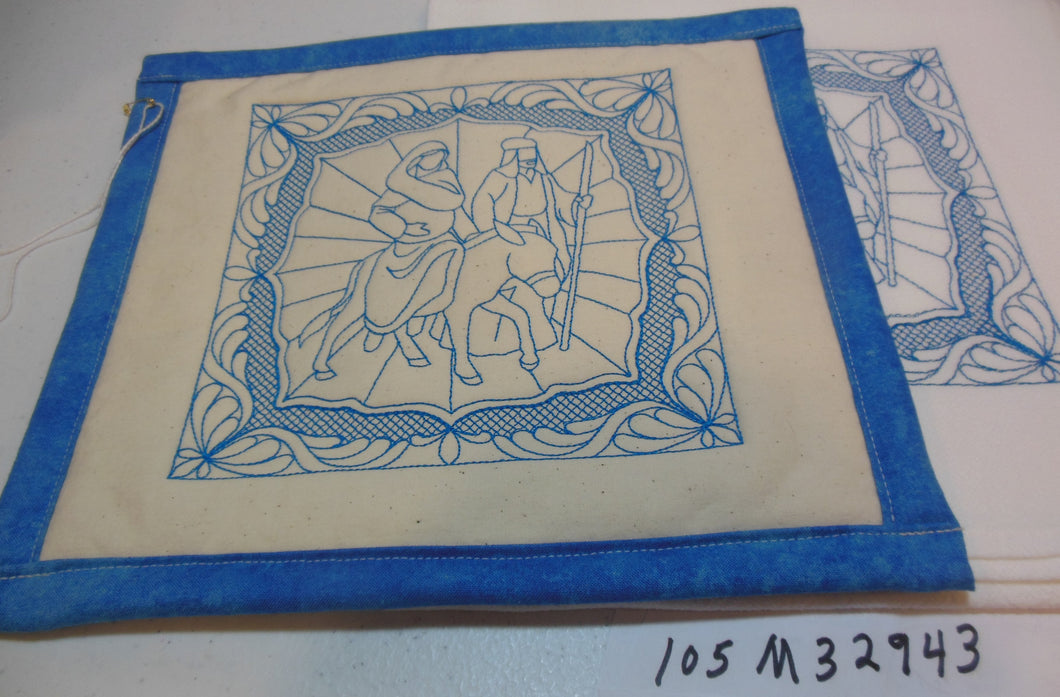 Nativity Linework -Mary And Joseph Towel & Potholder Set