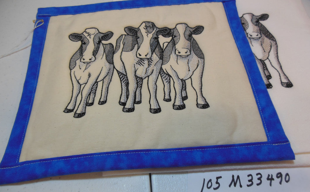 Cow Front Towel & Potholder Set