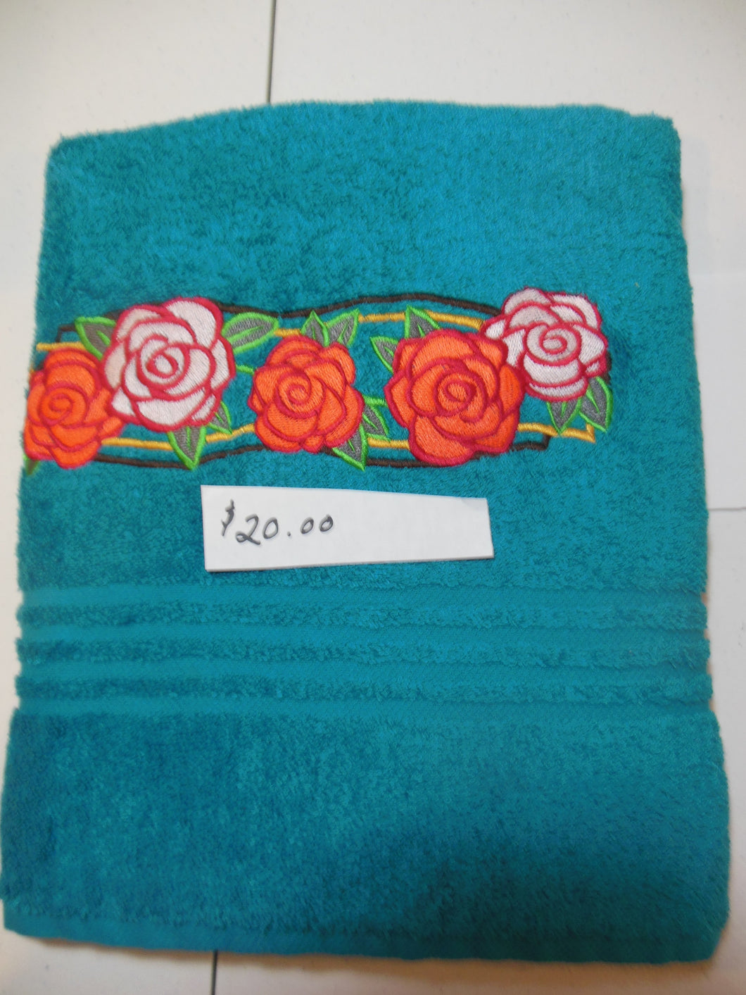 Art Deco Rose Border Bath Towel