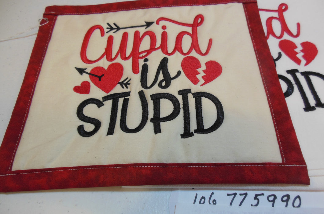 Cupid is stupid Towel & Potholder Set