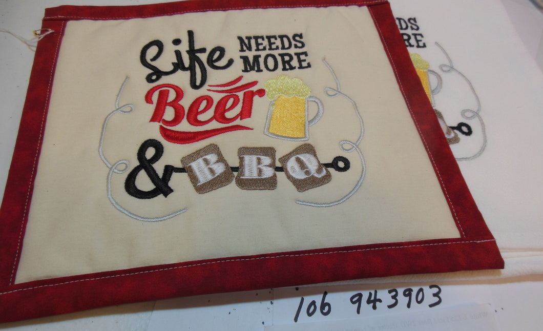 Life Needs More Beer And BBQ Towel & Potholder Set