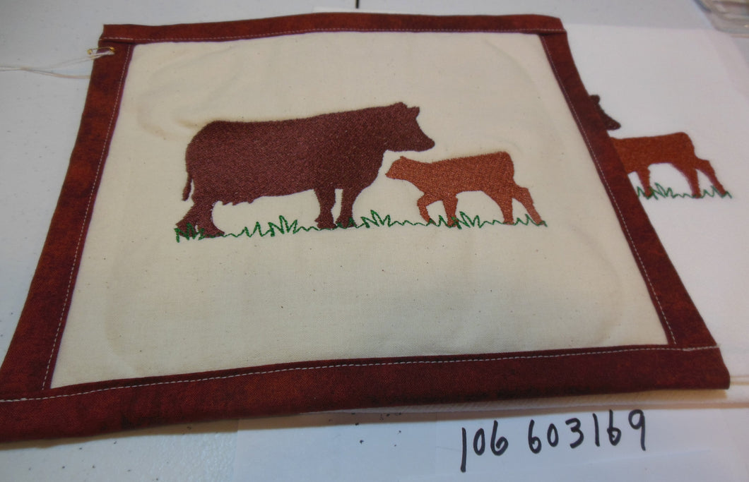Cow and Calf  Towel & Potholder Set