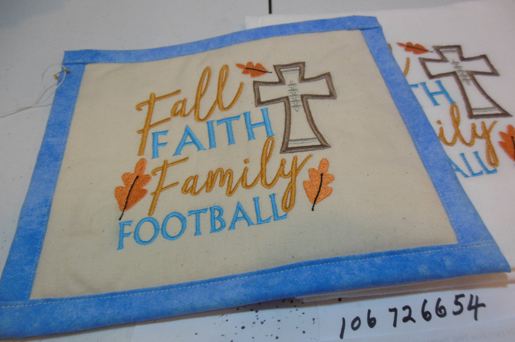 Fall Faith Family Football  Towel & Potholder Set