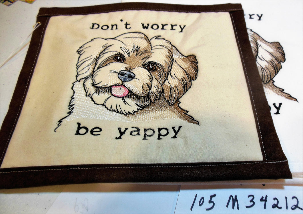 Don't worry Be yappy dog Towel & Potholder Set