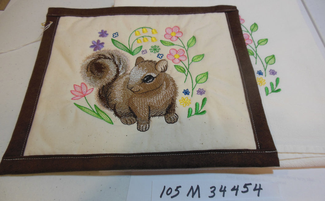 Spring Squirrel Towel & Potholder Set