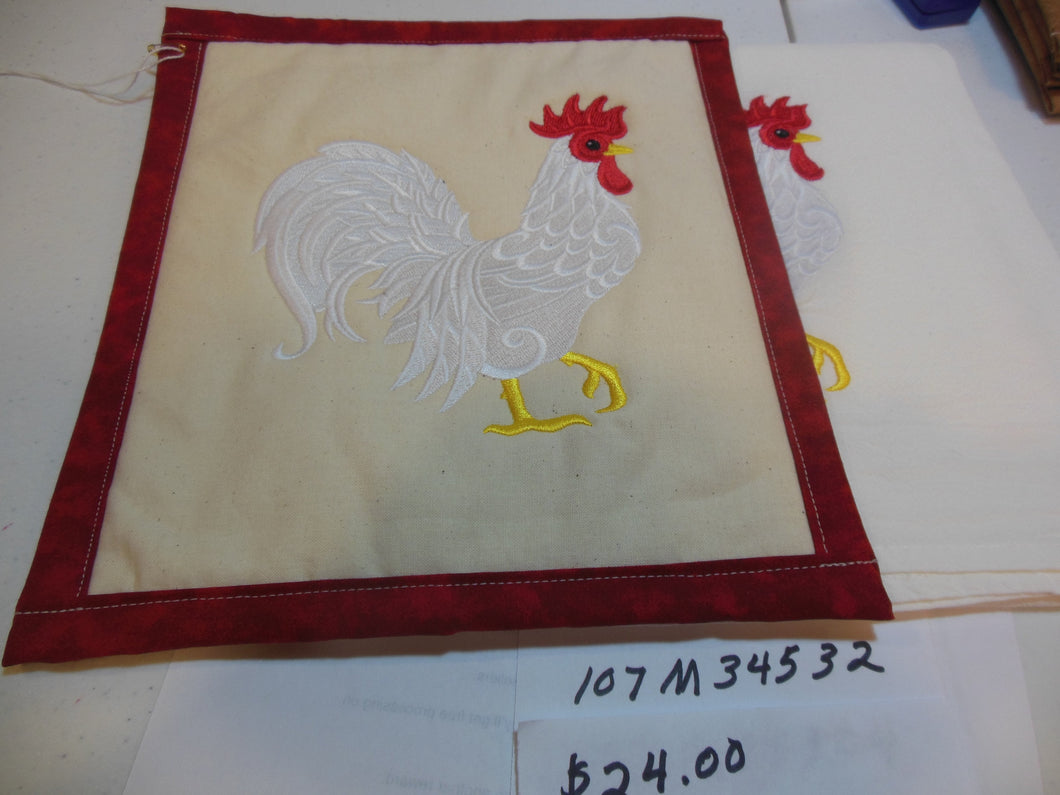 Rooster Linework Bold Towel & Potholder Set