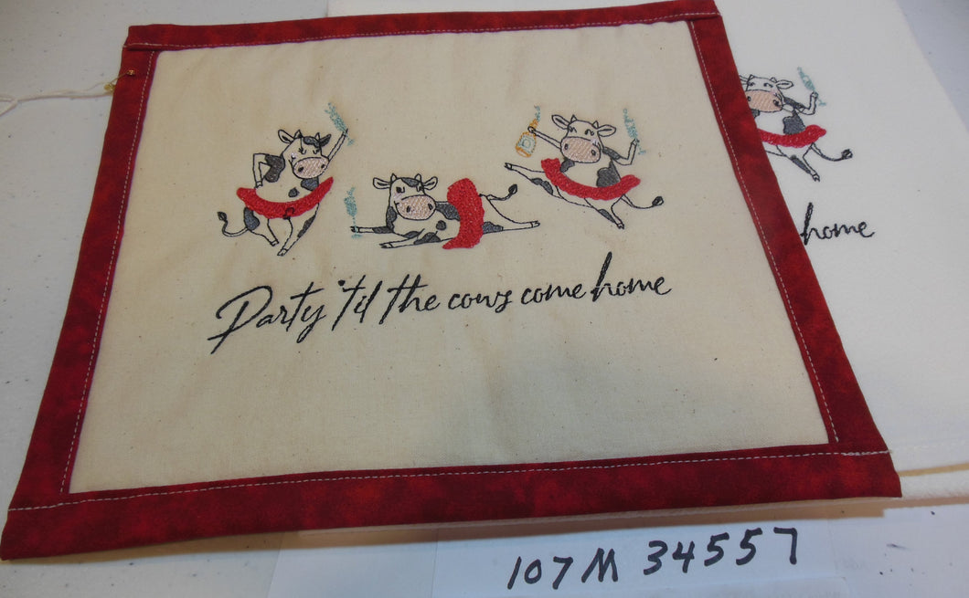 Party Til The Cows Come Home Towel & Potholder Set