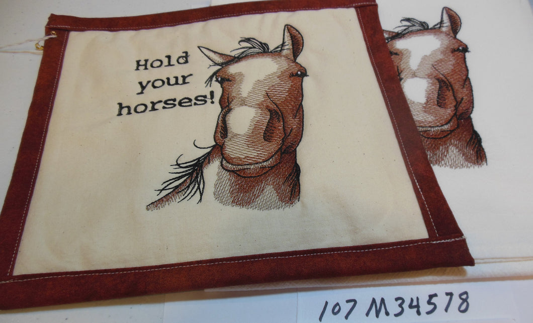 Hold Your Horses Towel & Potholder Set