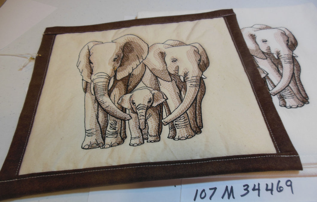 Elephant Family Towel & Potholder Set