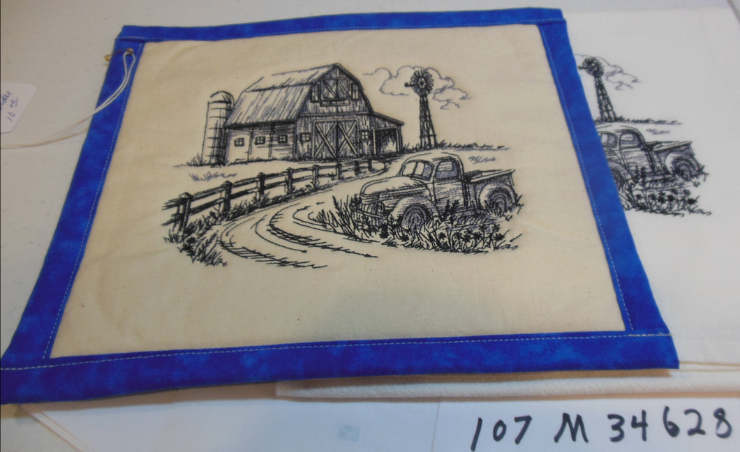 Farm sketch Towel & Potholder Set