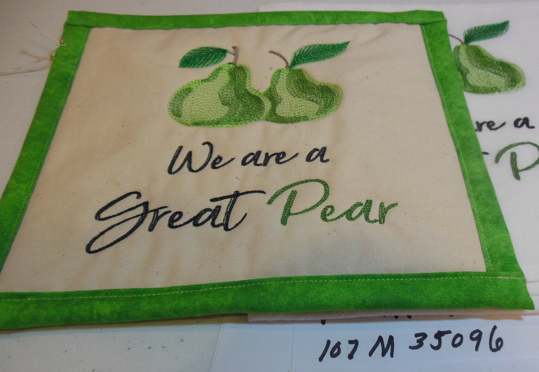 We are a Great Pear Towel & Potholder Set
