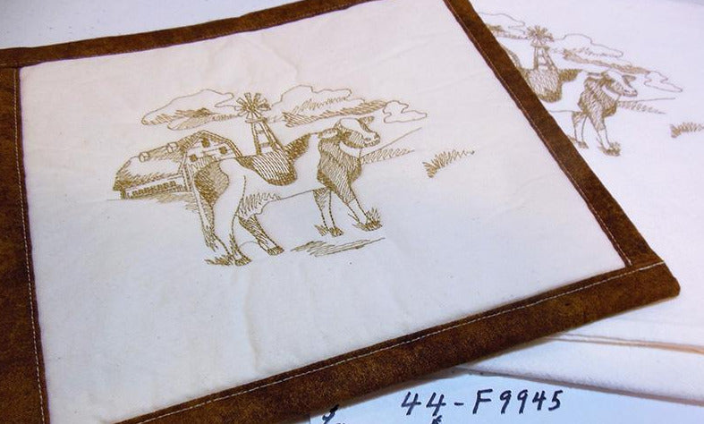 Cow Sketch Towel & Potholder Set