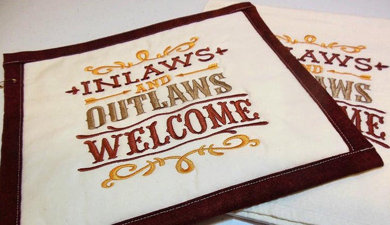 Inlaws And Outlaws Welcome Towel & Potholder Set