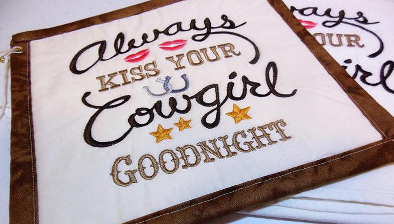 Always Kiss Your Cowgirl Goodnight Towel & Potholder Set