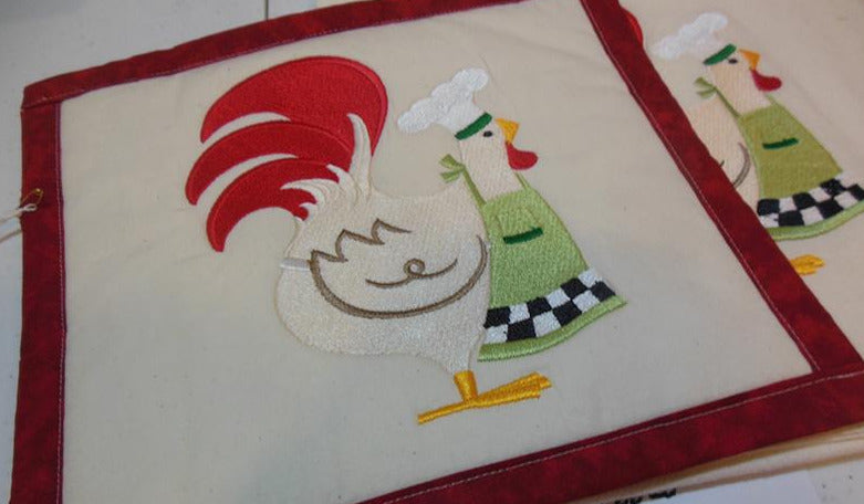 Rooster with Apron Towel & Potholder Set