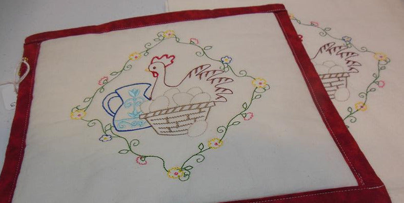 Chicken and Basket Towel & Potholder Set