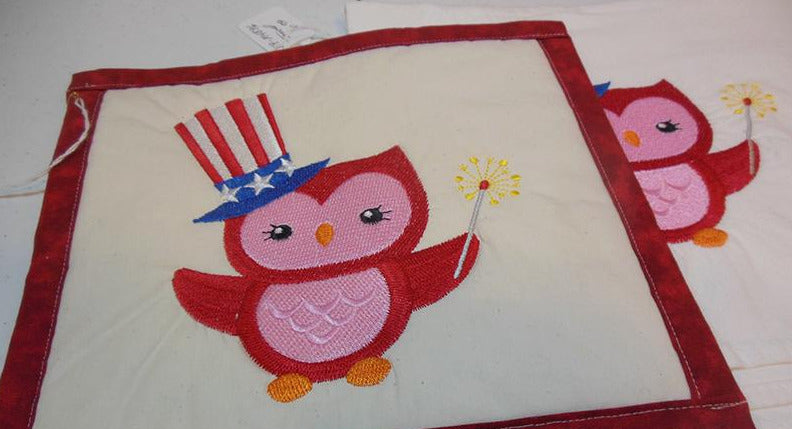 Owl with Sparkler Towel & Potholder Set