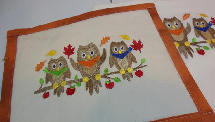 Three Owls Towel & Potholder Set