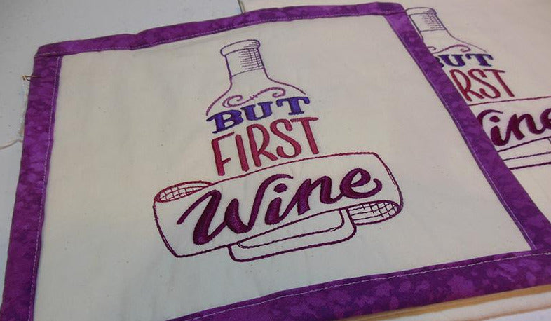 But First Wine Towel & Potholder Set