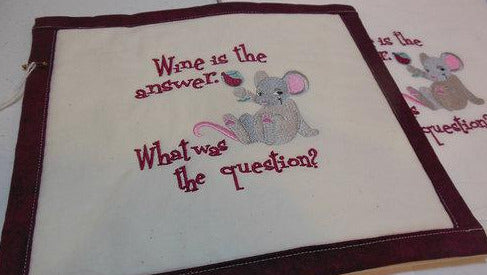 Wine is the Answer Towel & Potholder Set