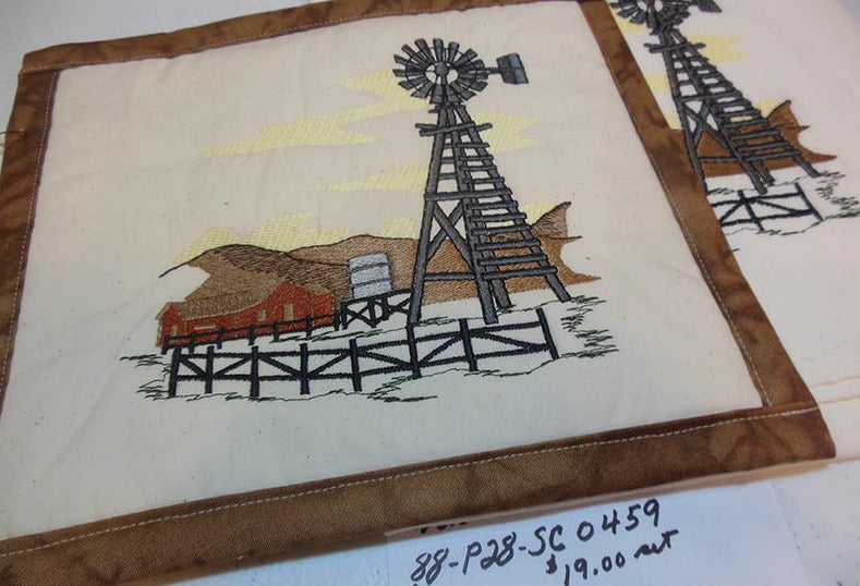Windmill Scene Towel & Potholder Set