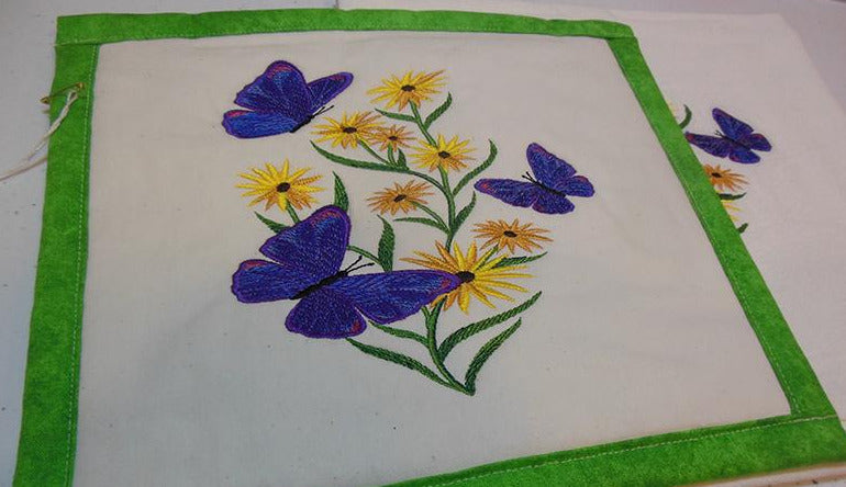 Purple Butterflies Towel & Potholder Set