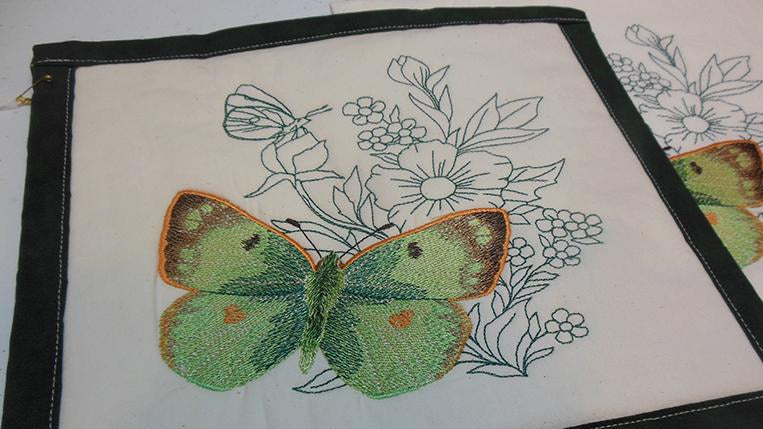 Green Butterfly Towel & Potholder Set