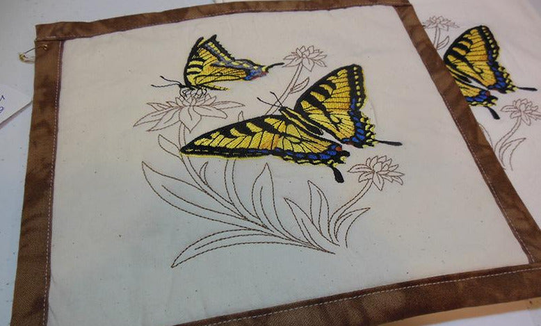 Yellow Butterflies Towel & Potholder Set