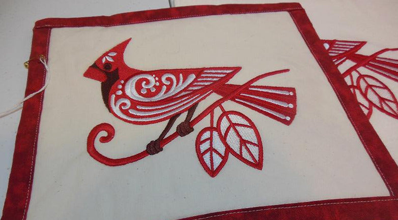 Cardinal with Flourish Towel & Potholder Set