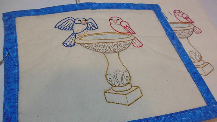 Birds in Birdbath Towel & Potholder Set