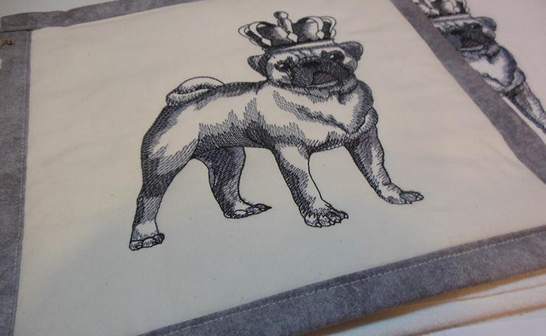 Pug with Crown Towel & Potholder Set