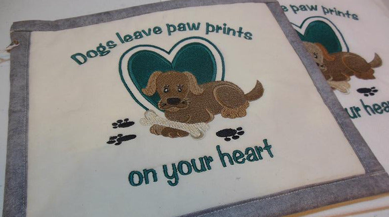 Dogs Leave Paw Prints on your Heart Towel & Potholder Set