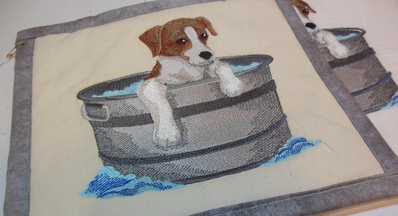 Puppy in Tub Towel & Potholder Set