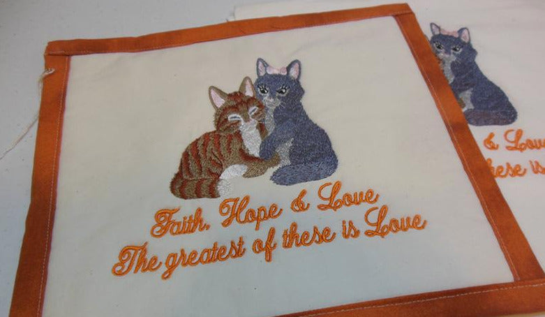 Faith Hope & Love Cat Towel & Potholder Set
