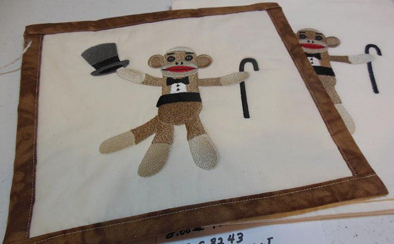 Sock Monkey with Top Hat Towel & Potholder Set