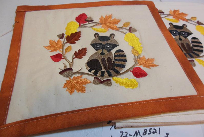 Raccoon with Leaves Towel & Potholder Set