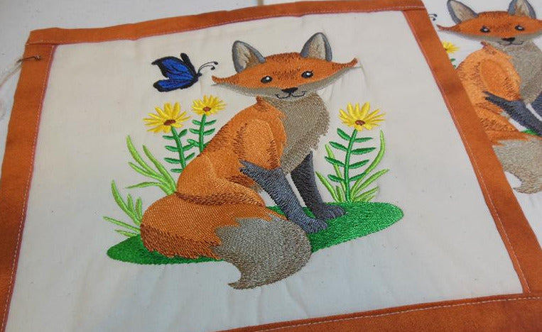 Fox with Butterfly Towel & Potholder Set