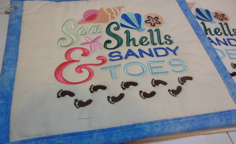 Sea Shells And Sandy Toes Towel & Potholder Set