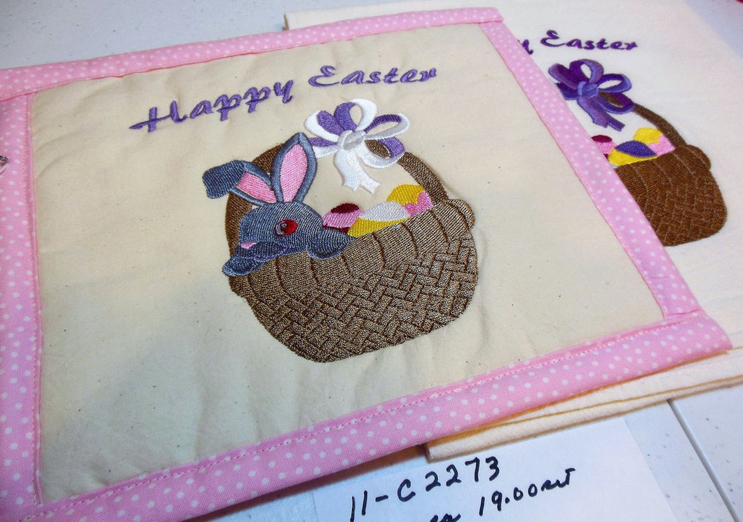 Happy Easter Bunny In Basket Towel & Potholder Set