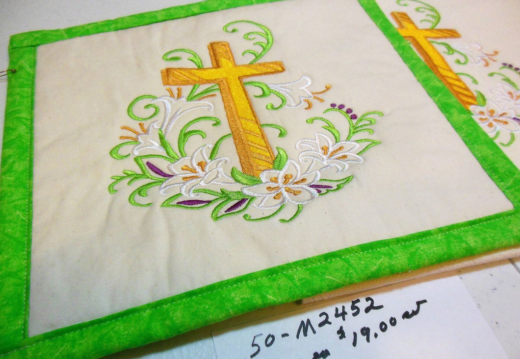 Cross And Lillies Towel & Potholder Set