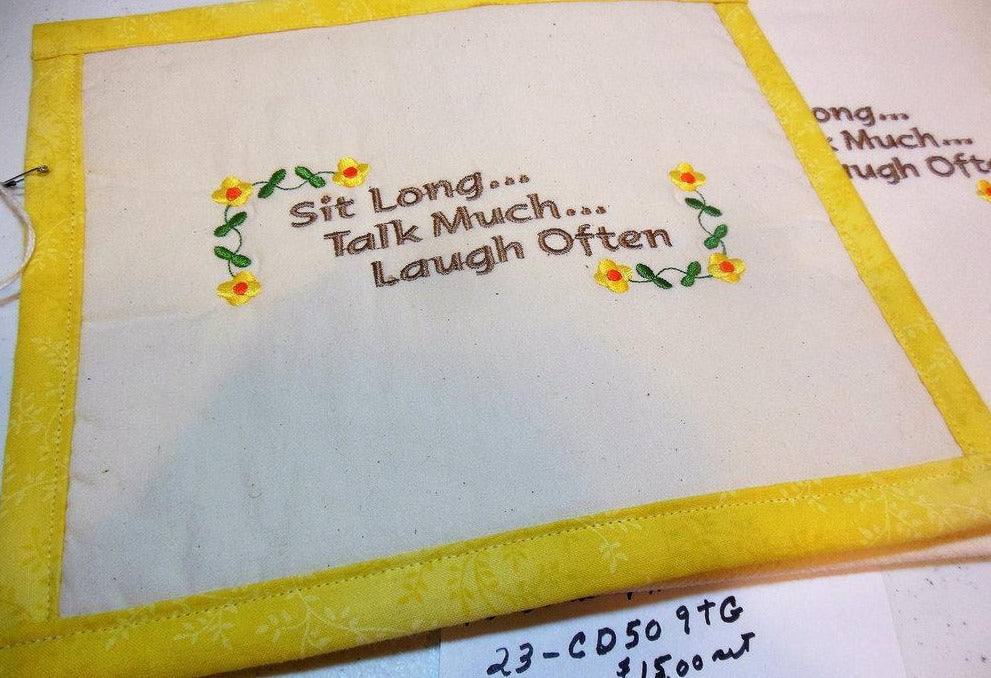 Sit Long Talk Much Towel & Potholder Set