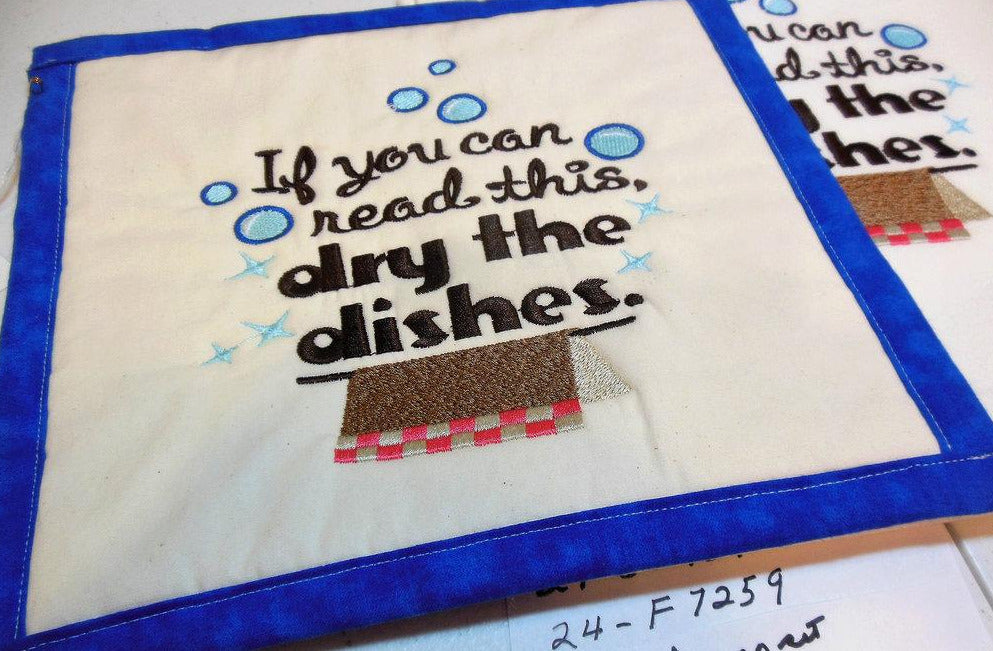 If You Can Read This, Dry The Dishes Towel & Potholder Set