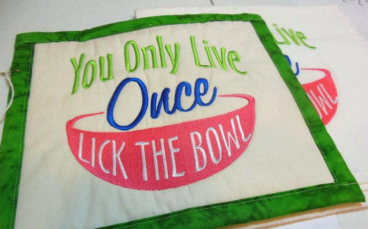 You Only Live Once, Lick The Bowl Towel & Potholder Set