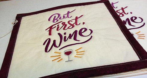 But First Wine Towel & Potholder Set