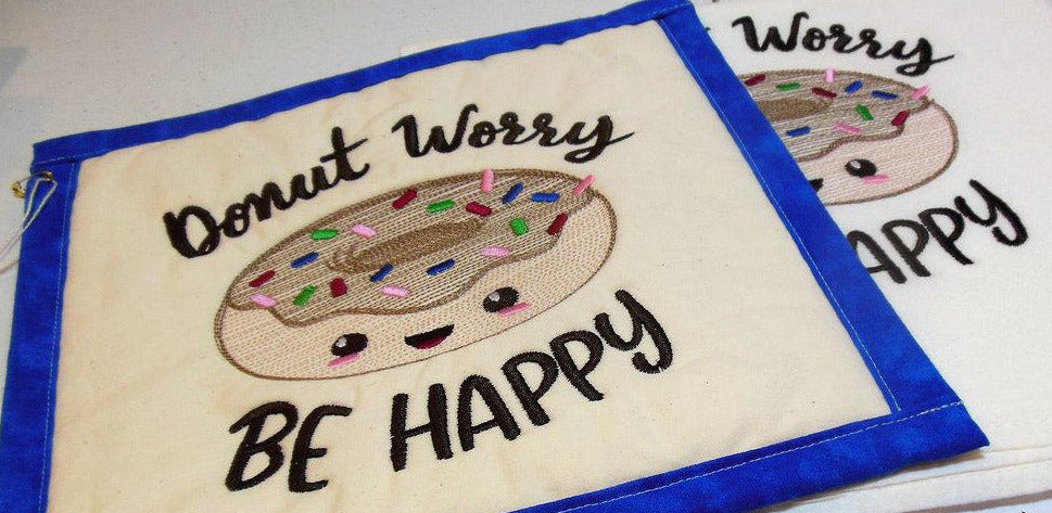 Donut Worry Be Happy Towel & Potholder Set